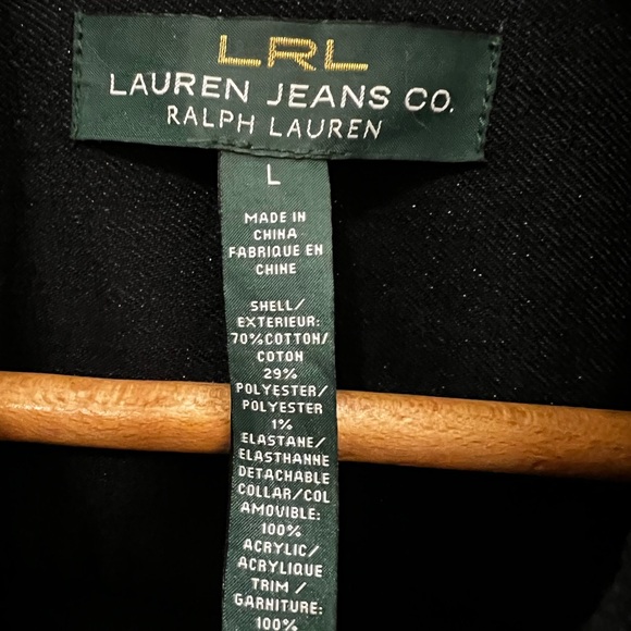 Ralph Lauren Black Subtle Metallic Sheen Denim Jeans Jacket. Womens sz L - Picture 2 of 5